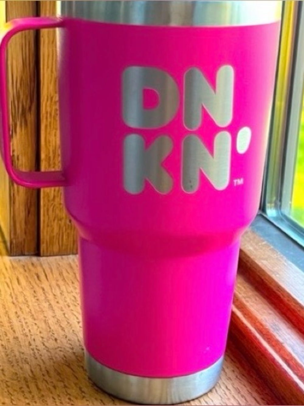Dunkin Donuts DNKN Pink Insulated Travel Tumbler With Handle